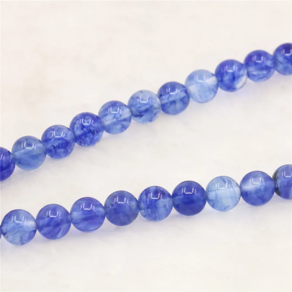 Горячая Натуральный камень голубой турмалин кристалл круглые бусины 4/6/8/10/12 мм