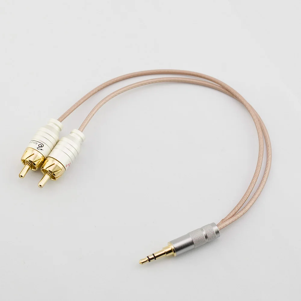 Hi-Fi 3 5 мм aux медный кабель с посеребренным покрытием штекер интерфейс к двойному rca