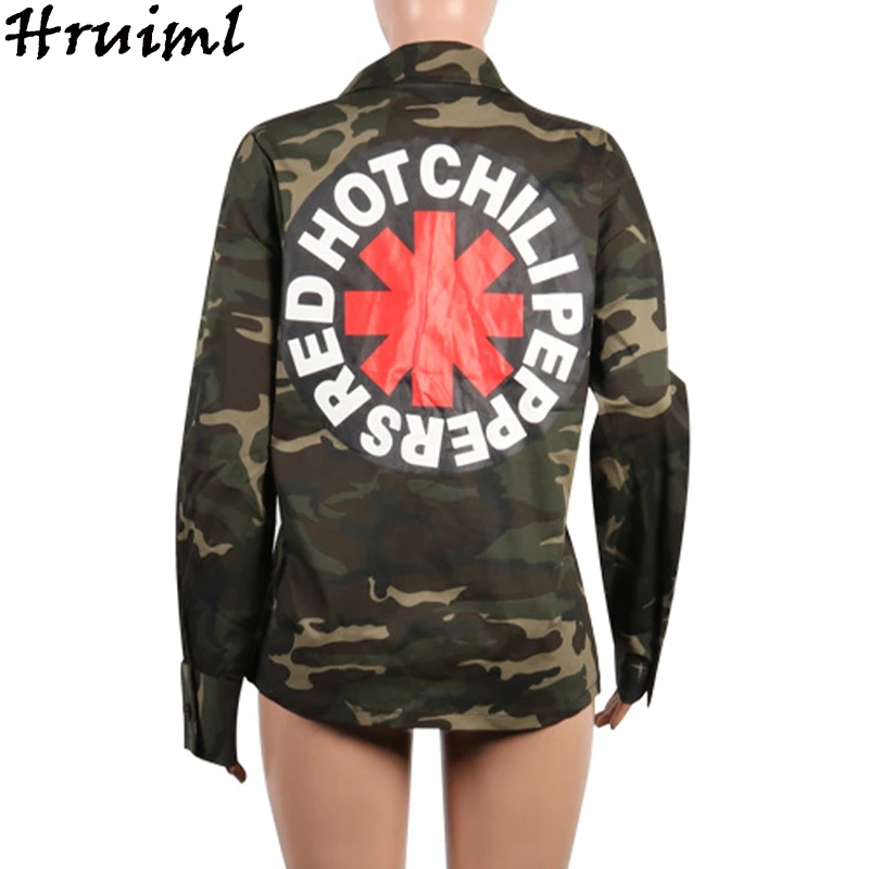 

Camouflage Jackets for Women Long Sleeve Turn-down Collar Button Women Jacket Slim Letter Print Autumn Coats and Jackets Women