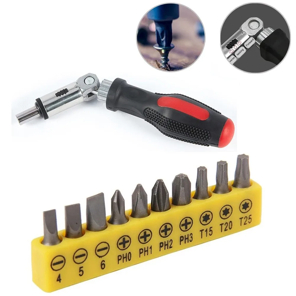 

1/4 Inch Hex Left Right 180Degree Rotating Ratchet Screwdriver Drive Tackle Hand Tool Mechanical Repair Anti-skid Ratchet Screw