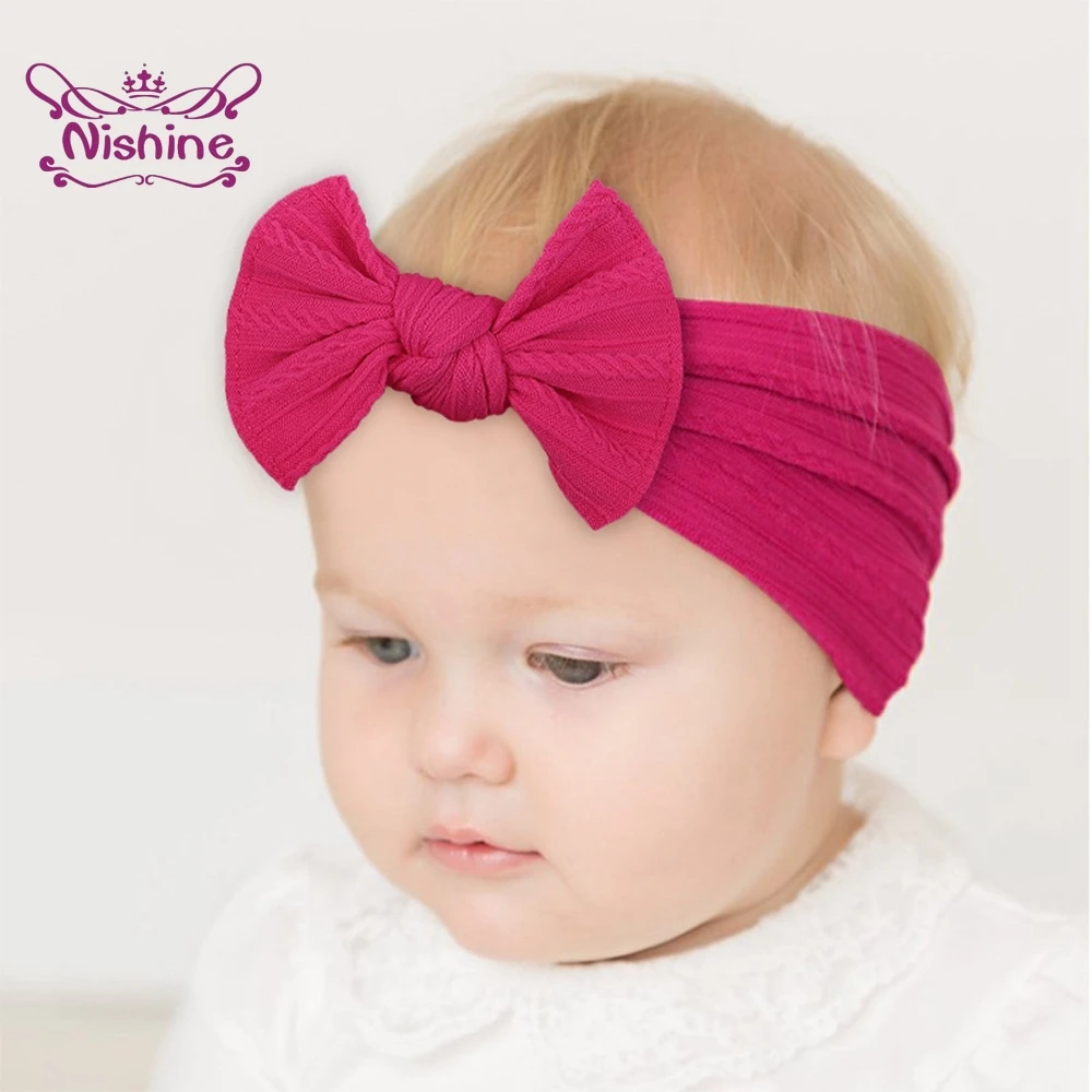 

Однотонная полосатая эластичная широкая повязка на голову Nishine для младенцев, модная повязка на голову для принцессы, детские головные уборы, Детские аксессуары для волос