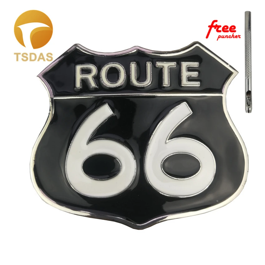 Ковбойская пряжка для ремня Route 66 черная белая овальная металлическая аксессуары