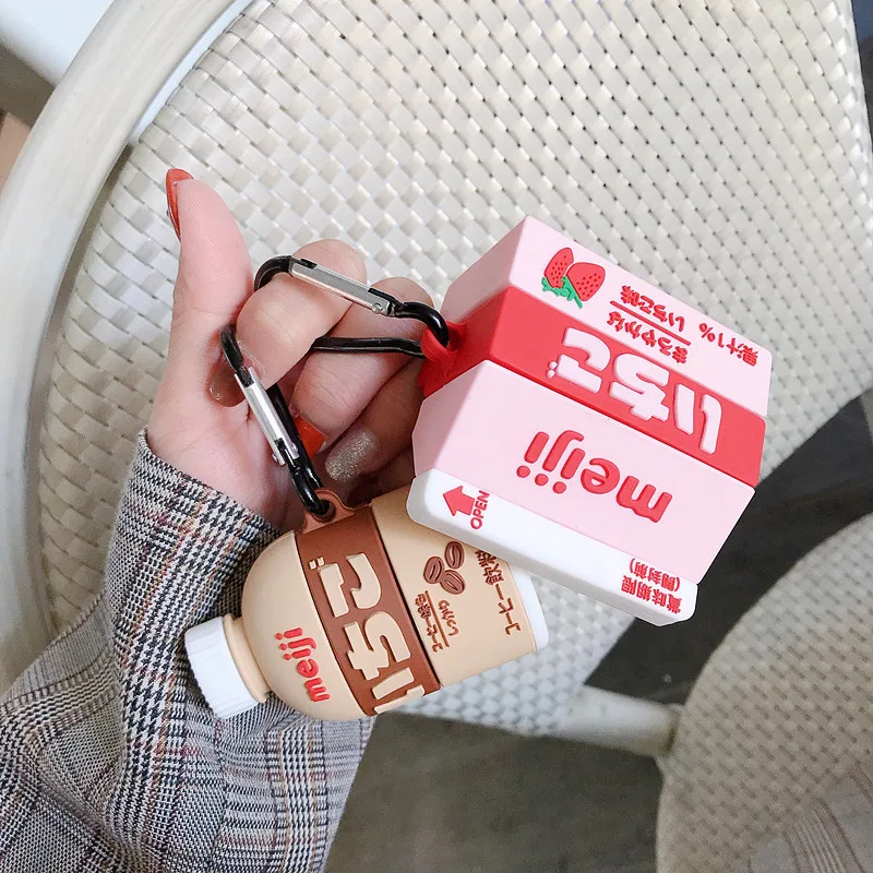 

For Airpod Case Cover 3D Cute Strawberry Chocolate Cream Cartoon Drink Bottle Headphones Case For Apple Airpods 2 and Pro Case