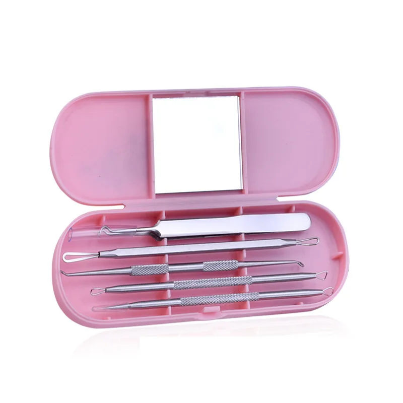 Plastic Box Stainless Steel Splinter Acne Clip Set Pull Blackhead Remover Squeeze Pox Tools Pin Beauty Needle Remove T | Красота и