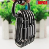 10pcs high quality aluminum alloy outdoor carabiner camping equipment hammock safety d shaped gray hang buckle