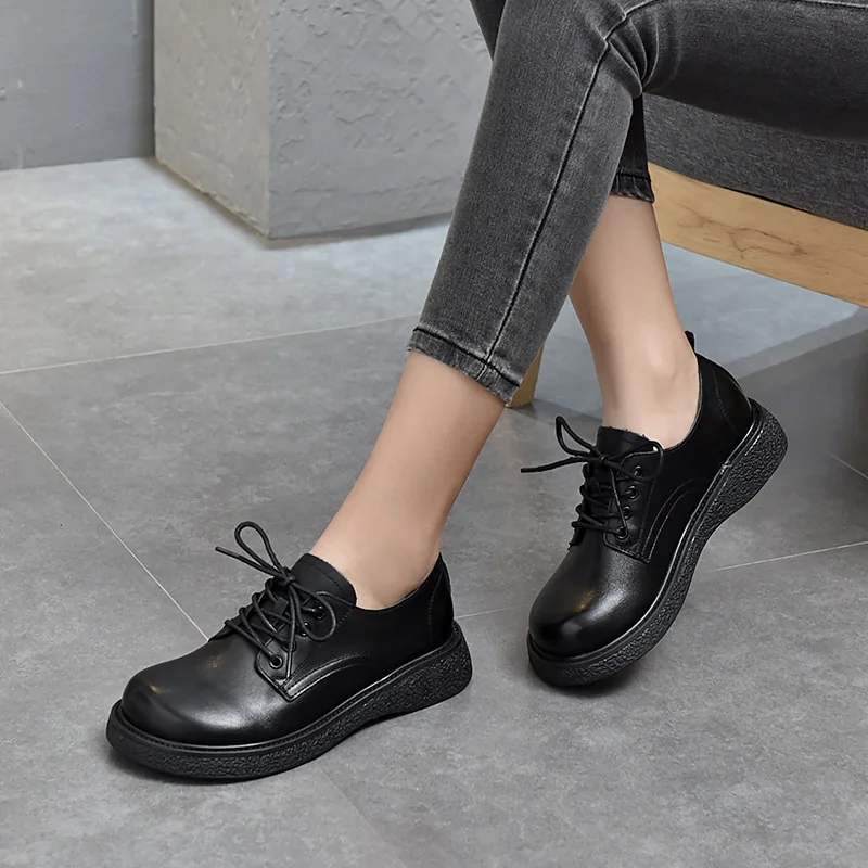 

Женские туфли-лодочки кожаная повседневная черная обувь женская обувь из натуральной кожи; Сезон весна 2021 черные лоферы в ретро-стиле без з...