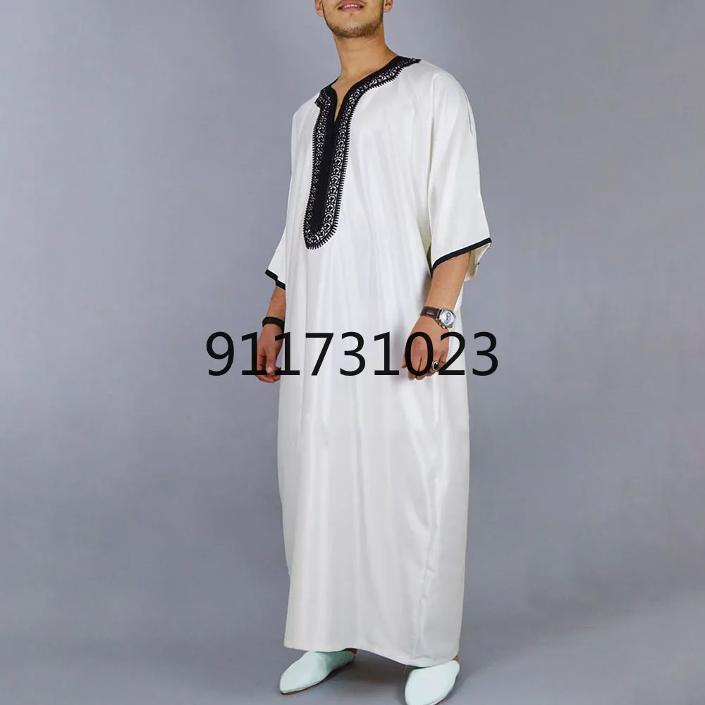 Saudi Arab Abaya Islamic Clothing Men Long Robe Kaftan Muslim For Pakistan Pray Plus Size Summer White Jubba Thobe | Тематическая