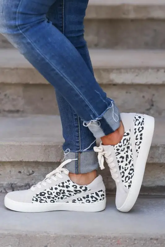 

2021 Women Sneakers Canvas Shoes Lace Up Casual Shoes Woman Flat Heel Shoes Fashion Leopard Breathable Shoes Zapatos De Mujer