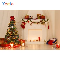 christmas tree sock fireplace candle light home decoration backdrop photography custom photographic background for photo studio