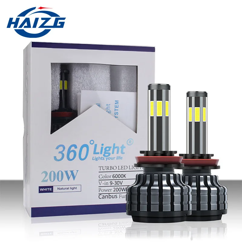 

2PCS H7 H4 LED 10000LM Headlight 360 degree hexahedral LED H1 H11 H8 H9 9005 9006 9004 9012 3000K 6000K 8000K super bright
