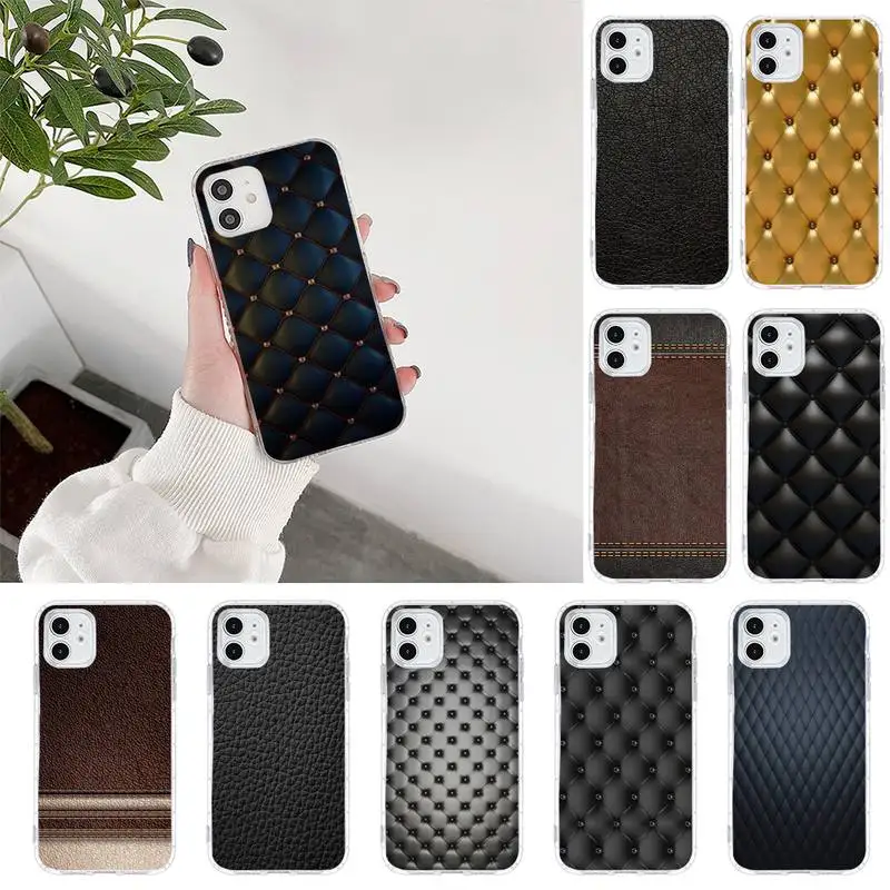 

Leather Pattern Phone Case For Iphone 5 SE 2020 6 6s 7 8 plus X Xr XS 11 12 13 Mini Pro Max Fundas Cover