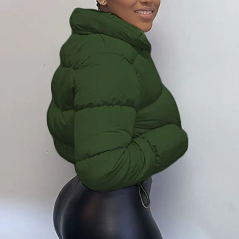 

2020 Cropped Puffer Jacket for Women Winter Clothes Warm Parka Fashion Short Outwear Long Sleeve Zip Thick Down Bubble Coats