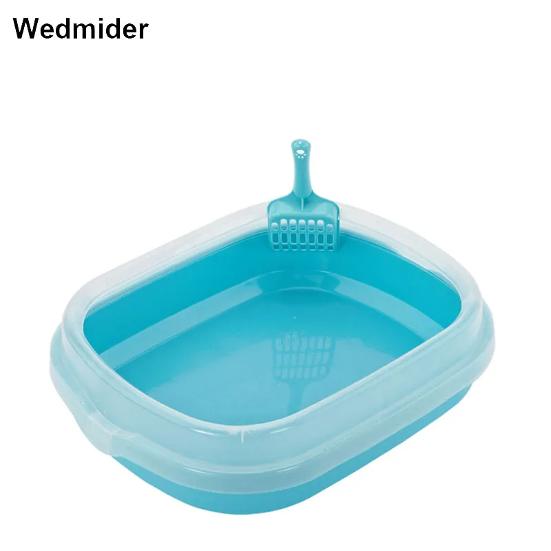 

Semi-closed Pet Cat Litter Box Spill Resistant Tray Toilet Potty with Shovel Plastic Cat Toilet training