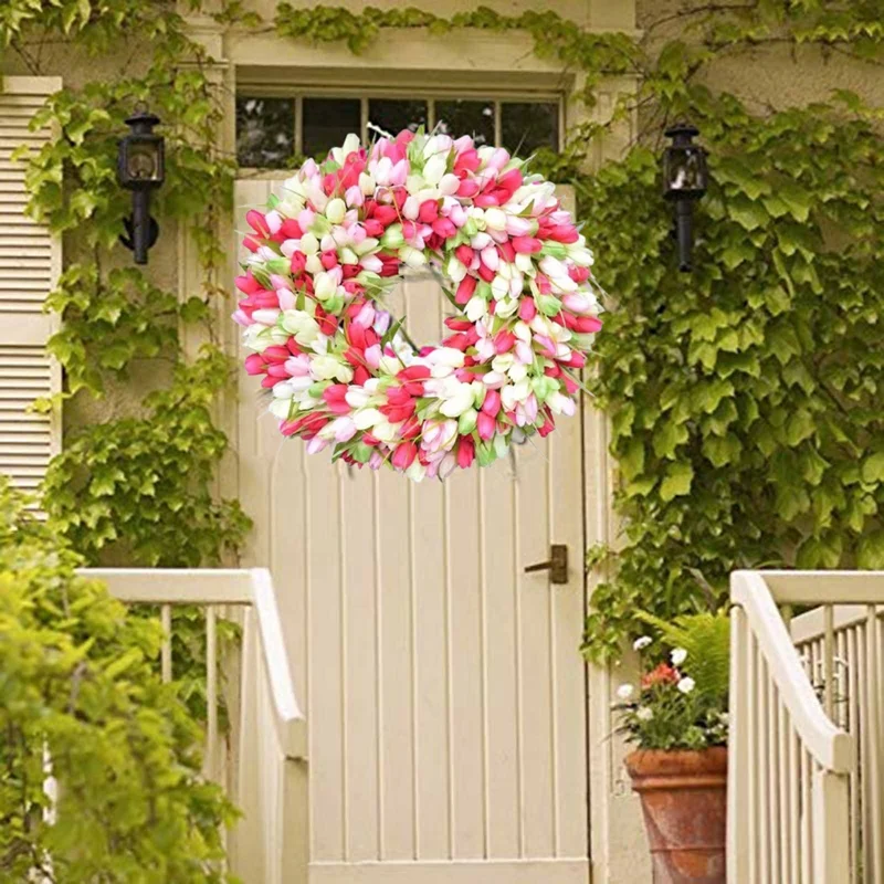 35 см в форме тюльпана от венок искусственные украшения из ротанга кольцо спереди