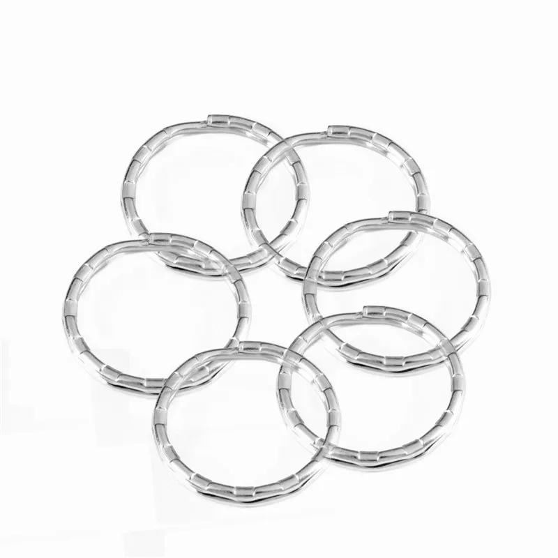 30pcs Wholesale Stainless Steel Hole Key Ring Chain Rhodium Plated Bump Round Split Keychains DIY Jewelry Making 20 25 30mm | Украшения и