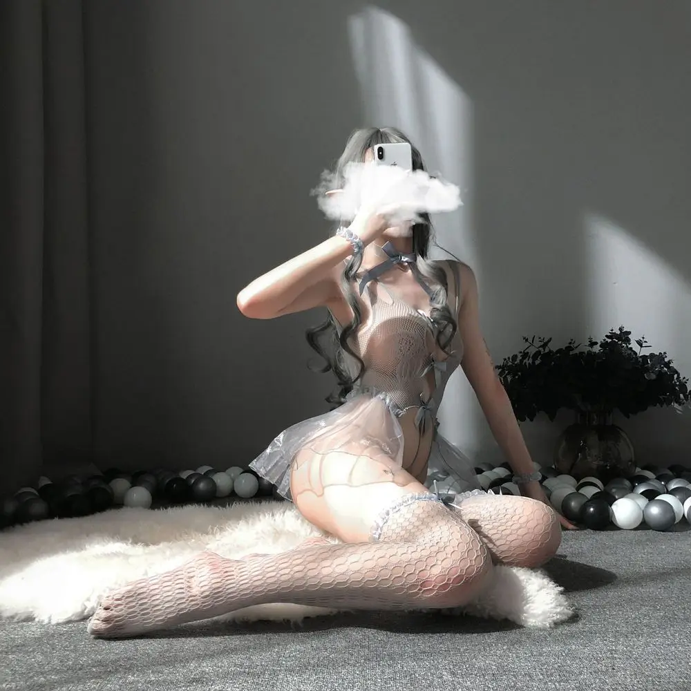 

Women Sexy Lace Lingerie Underwear See-through Hollow Out Sleeping Dress Princess Fluffy Nightdress Erotic Babydoll Bodysuit