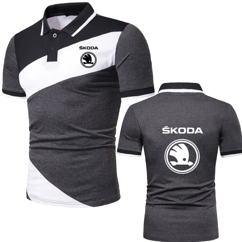 Рубашка-поло мужская с круглым вырезом деловой дышащий топ принтом логотипа