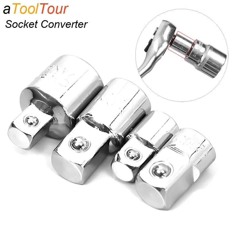 

1/4" 3/8" 1/2" Ratchet Wrench Adapter Chrome Vanadium Sleeve Drive Socket Converter Head Wrench Transform Joint Bicycle Garage