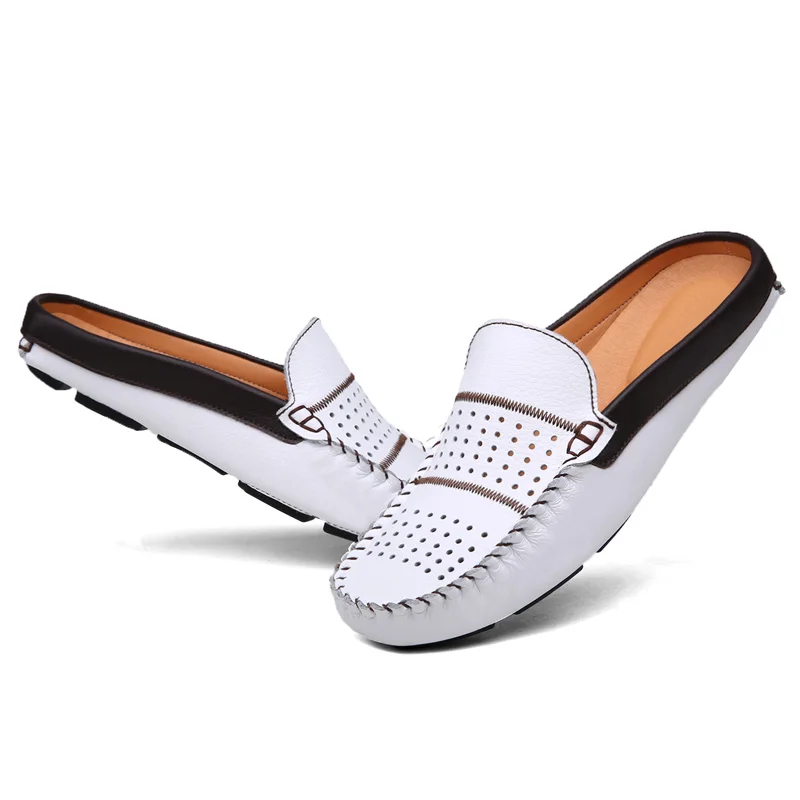 

Loafers Men Breathable Casual Shoes Classic Slip on Sneakers Male Summer Driving Shoes for Men Half Slipper Hole Handmade Shoes