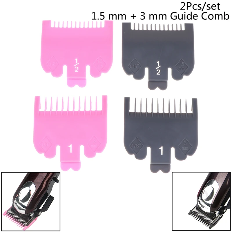 

2pcs Professional Cutting Guide Comb Hairdressing Tool 1.5mm 3mm Set Colorful Limit Comb Set for Electric Hair Trimmer Shaver