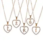 Ожерелье женское с кулоном в виде сердца, 26 букв, с цирконом