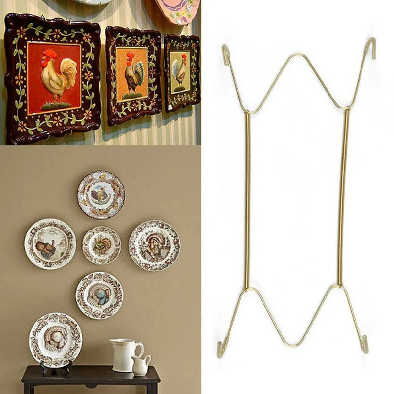 

5Sizes Wall Display Plate Dish Hangers Holder Racks W Type 8"-16" Invisible Spring Hanging Hook Plates Home Decor Porch Decor