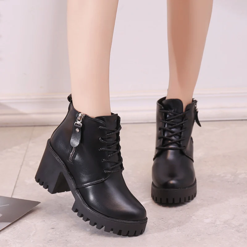 Модные женские ботинки на высоком каблуке сезон осень зима ботильоны из мягкой