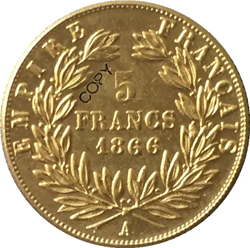 1866 Франция 5 франков-копия монет Наполеона III