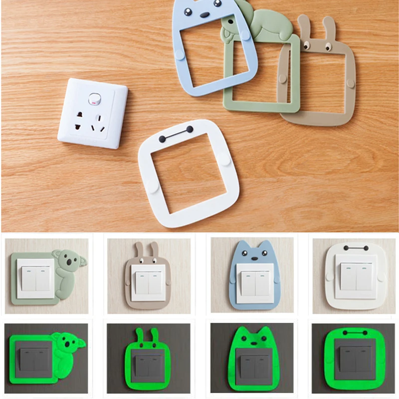 Креативные милые Мультяшные наклейки на розетку украшения светящийся