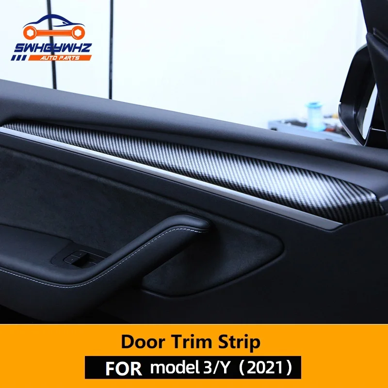 

For Tesla Model 3 2021 Accessories New Car Door Decoration Sticker Matte Carbon Fiber ABS Model Y Model3 Model Three