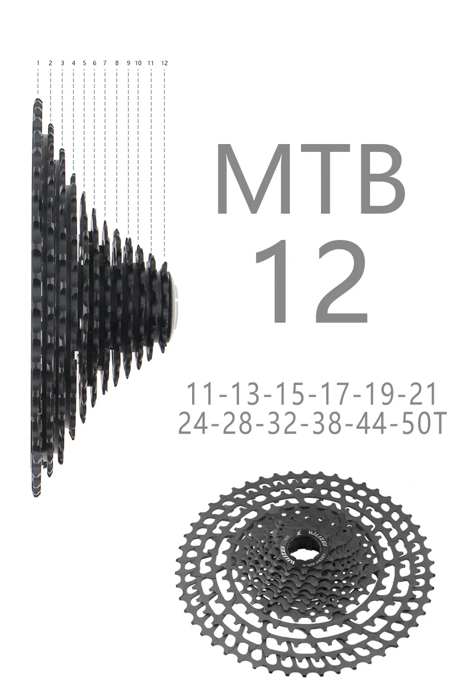 WUZEI MTB 12 Скоростей Freewheel 11-50T pinions 403g кассета Сверхлегкий ЧПУ колесо mmount запчасти для велосипеда