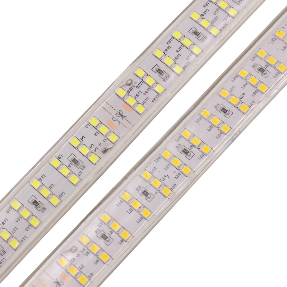 AC220V трехрядный светильник SMD 2835 водонепроницаемая светодиодная лента супер