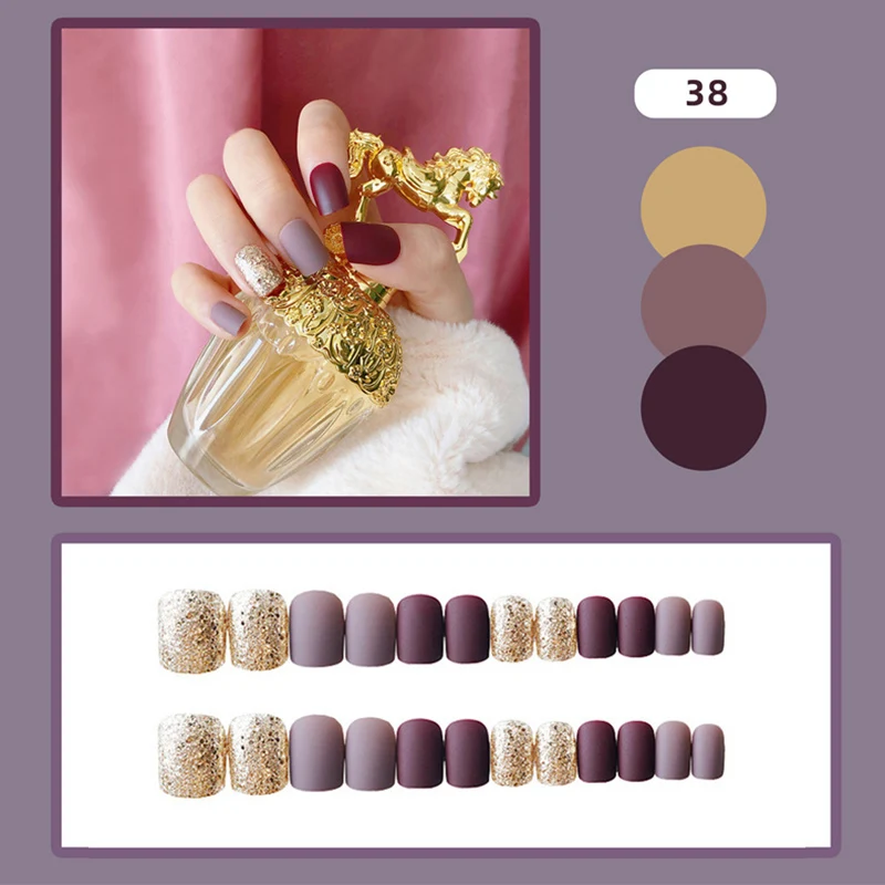 

24Pcs set Wearable Manicure Waterproof Piece Detachable Length Nail Art Decoration STTX889