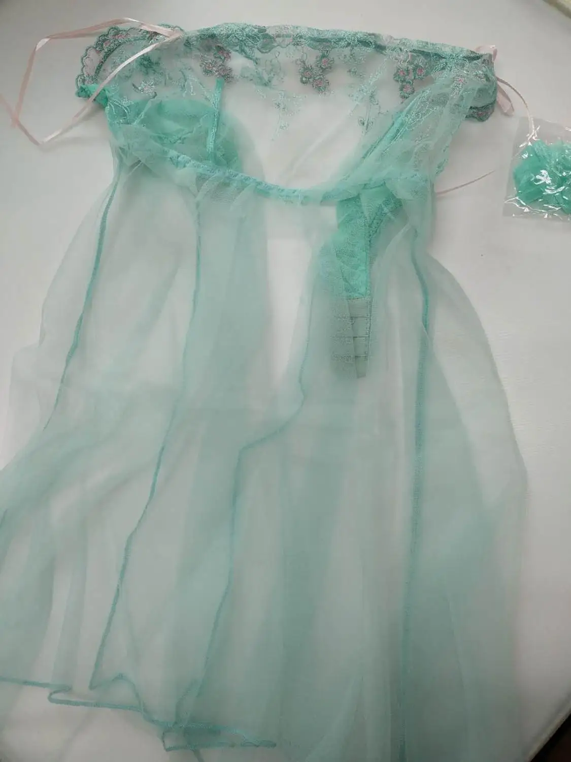 

Women Sweet Nightgown Perspectivity thin ultra-short temptation Princess Woman Sexy Lingerie Lawngreen