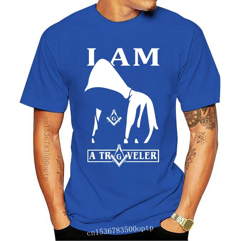 تي شيرت جديد من متجر الماسونية Freemason - I AM TRAVERLER هدية 2021 تصميم تي شيرت رجالي قطن تصميم
