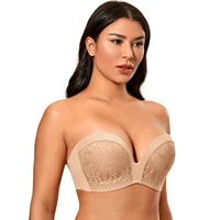 womens slightly padded push up great support lace strapless bra
