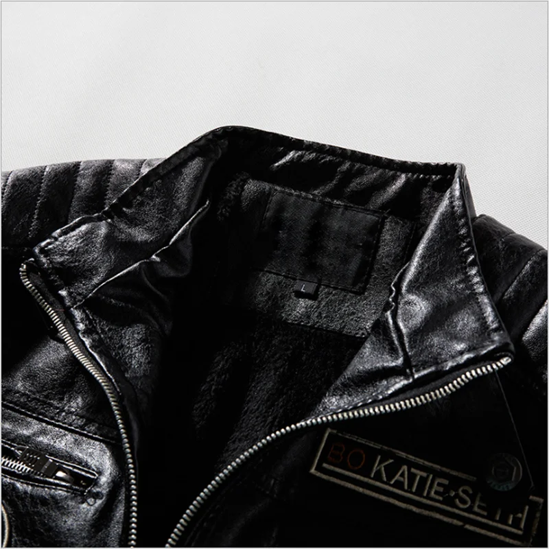 

Leather Jacket Men Winter Fleece Motorcycle PU Leather Jacket Male Stand Collar Casual Windbreaker Ropa De Hombre Slim Coat 4XL