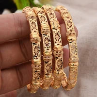 24k 4pcslot 24k dubai israel gold color bangles for women luxury bridal african wedding banglesbracelets ornament wife gifts