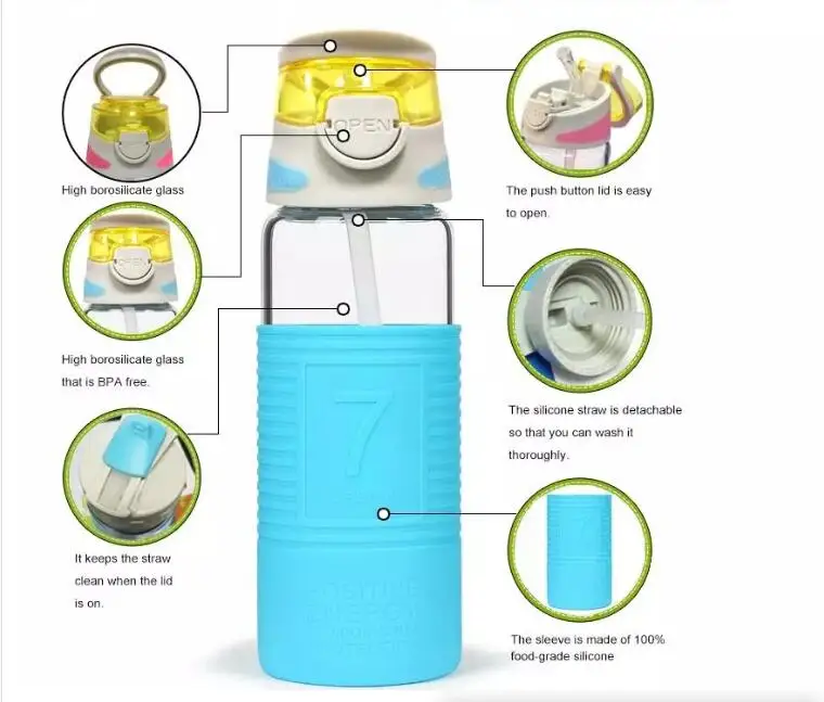 Portable Leak-proof Water Bottle High Quality Tour Outdoor Bicycle Sports Drinking Glass Bottles | Дом и сад