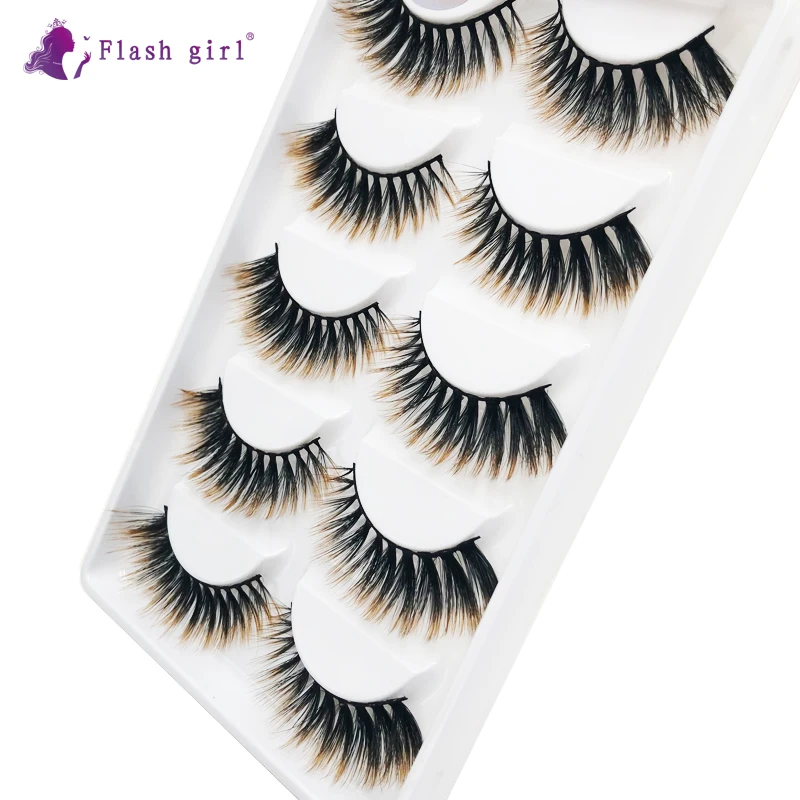 Flash Girl Натуральный 5 пар ручной работы норковые накладные ресницы толстые крест