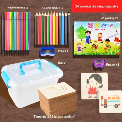 24 pcs 120 шт. игрушки для рисования доска для раскрашивания детей творческие дудлы Раннее Обучение обучающая игрушка мальчик девочка учится Рисование шаблон инструменты - Цвет: 24 pcs