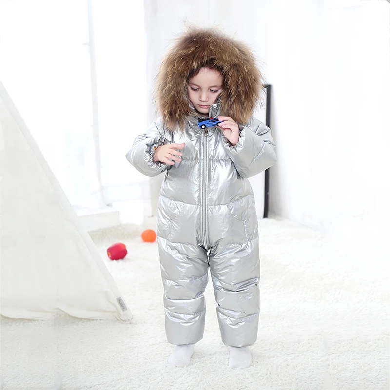 Детское зимнее пуховое пальто с воротником из натурального меха Теплый