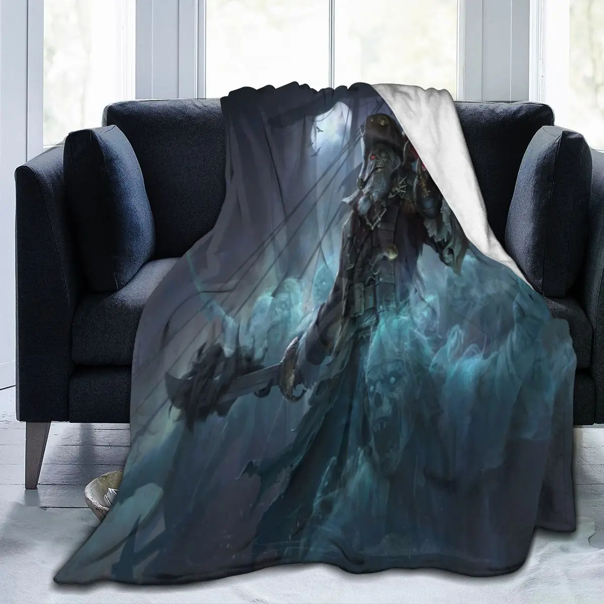 

Horror death ghost, 3D blanket, personalized printing, soft coral wool blanket, mechanically washed flannel blanket
