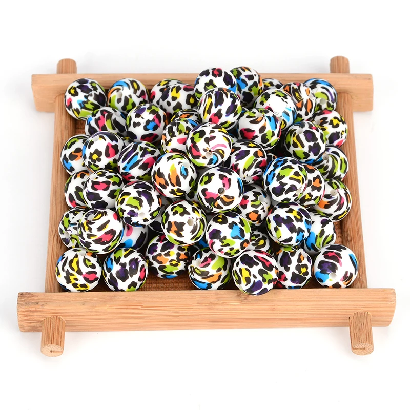 LOFCA 10 шт. леопардовые шестигранные силиконовые бусины для прорезывания зубов