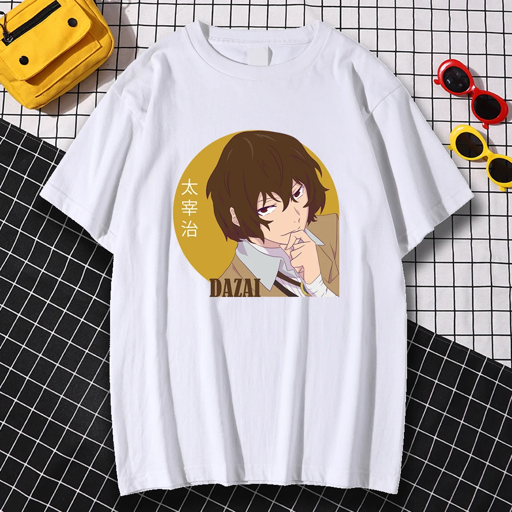 

Vintage Style Clothes Aesthetic Comfortable Osamu Dazai Bungo Stray Dogs Printed T-Shirts Men Casual O-Neck Tshirts Kohpweran