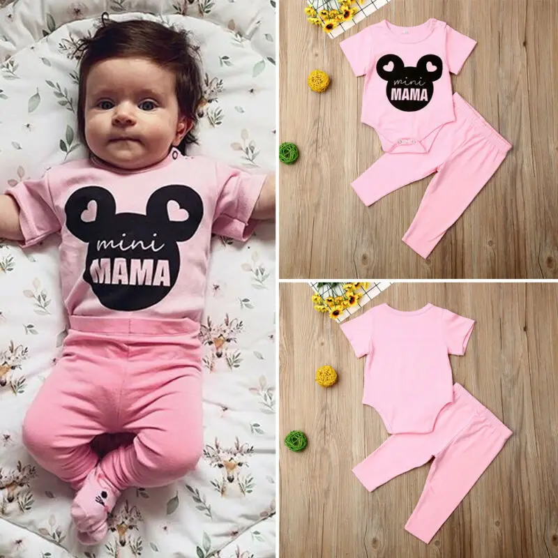 Комплект из 2 предметов для новорожденных девочек летняя розовая одежда топы