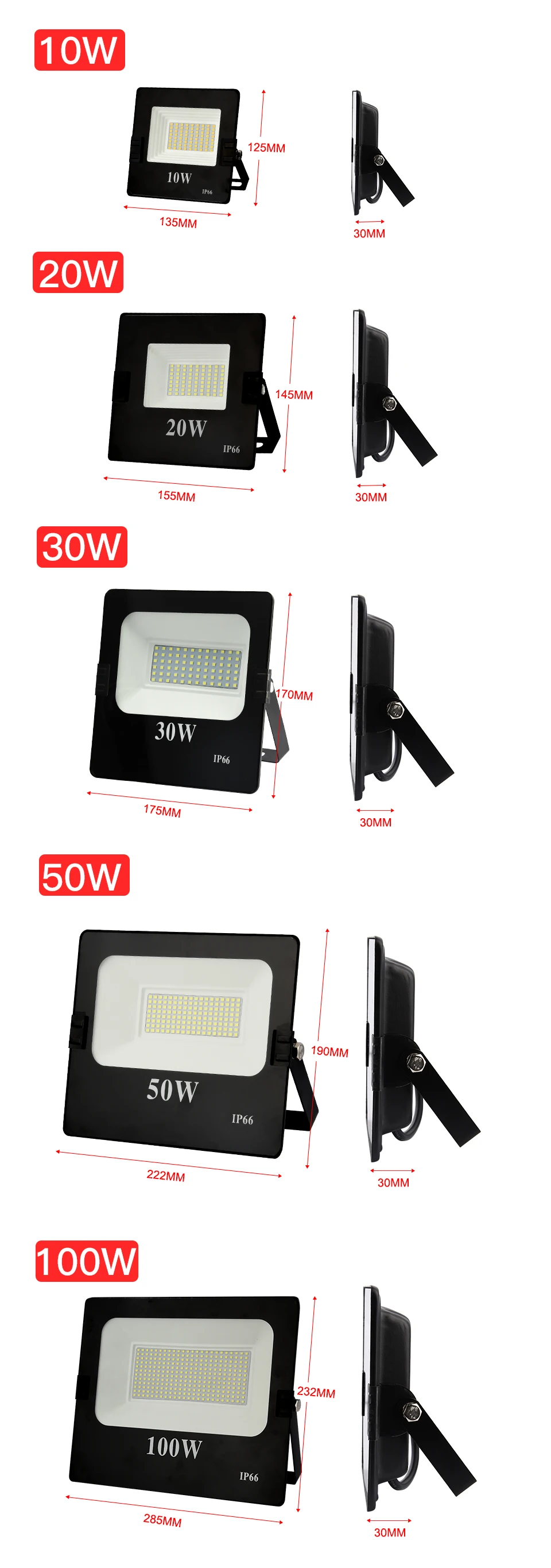 1 шт. ac220v 10 Вт 20W50W 100 Вт 200 Вт 300 Вт 400 Вт Светодиодный прожектор Точечный светильник SMD IP66 для ночного строительства парковка для внутреннего/наружного освещения