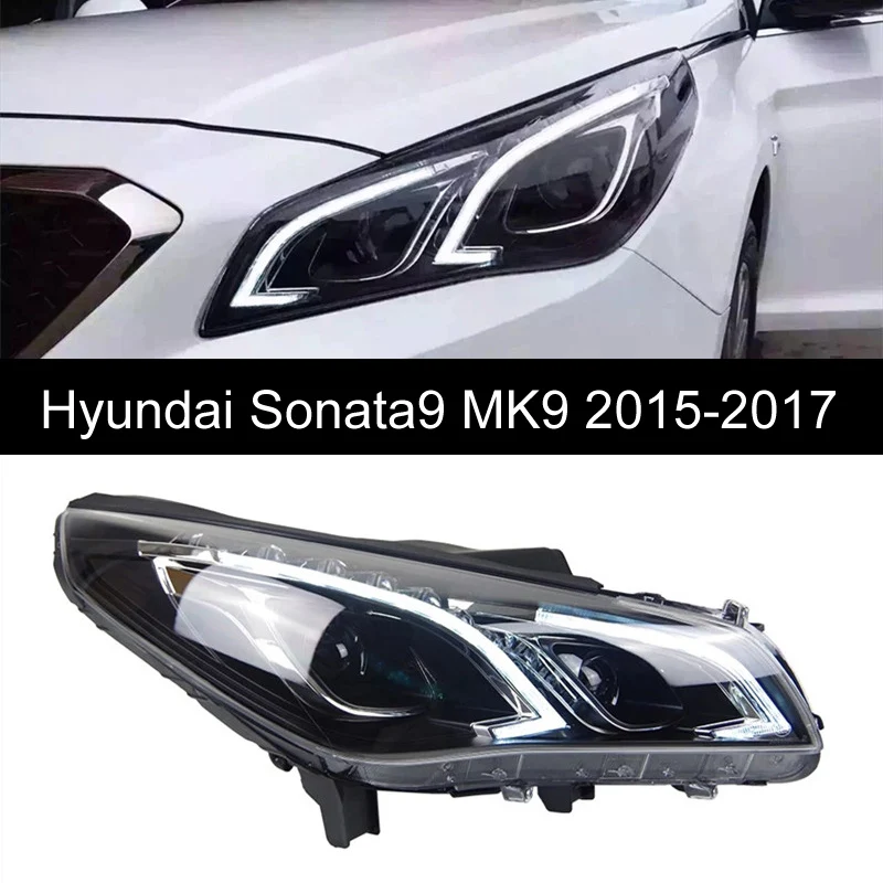 Стайлинг автомобиля для Hyundai sonat9 MK9 2015-2017 светодиодные фары DRL дневные Bi-Xenon Beam