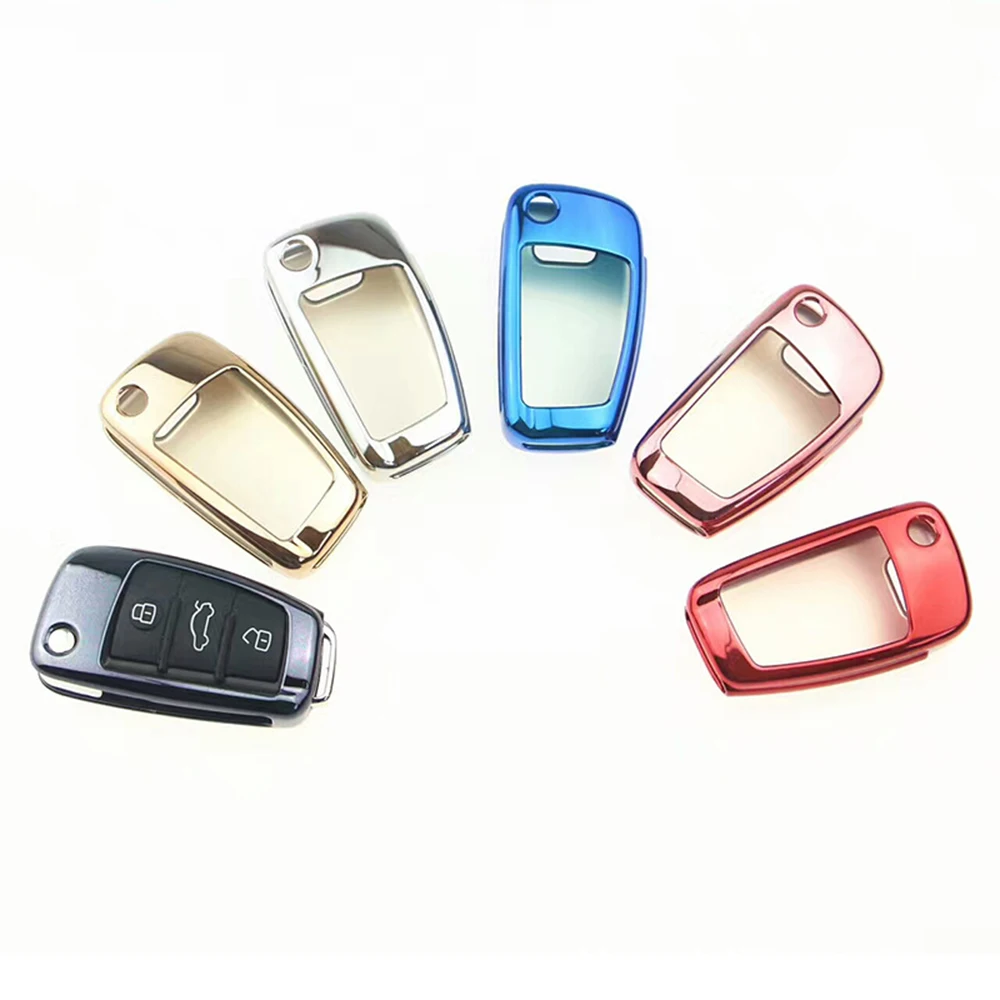 Блестящий Мягкий ТПУ чехол для ключей с 3 кнопками держатель сумки брелок Audi A1 A3 Q3
