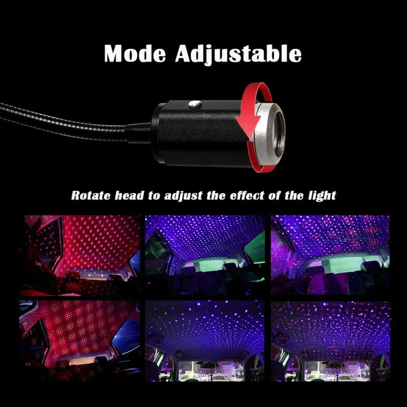 

Dual-color flashing USB starry sky light stylish multi-function mode 360 degree rotating bar holiday party decoration light 1pcs